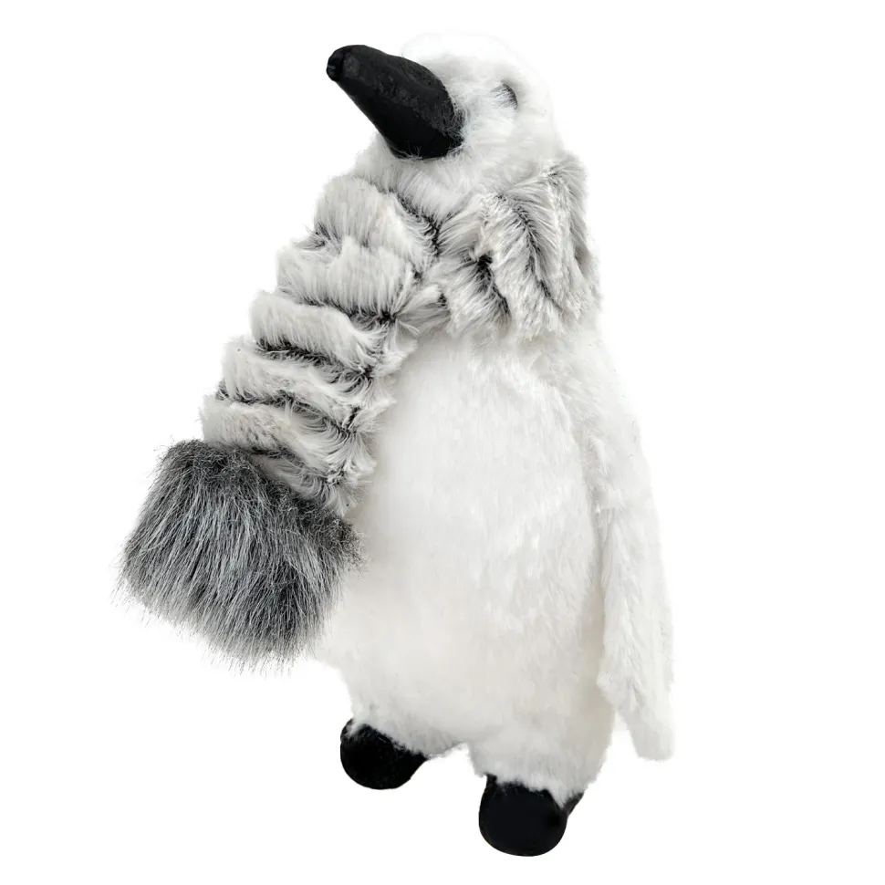 PENGUIN WHITE FUR 8.5″ W/ GRAY SCARF