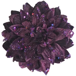 PEONY HEAD PURPLE 6″ CARDED W/ GLITTER & CLIP