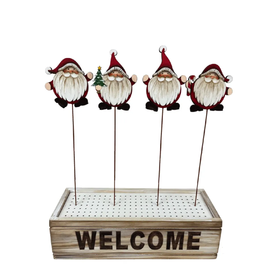 PICK WOODEN SANTA 4 STYLES 12″ WITH DISPLAY BOX