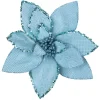 POINSETTIA HEAD BLUE ICE 10″ W/ GLITTER BORDER & CLIP