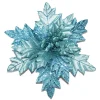 POINSETTIA HEAD BLUE ICE 13.5″ W/GLITTER W/CLIP