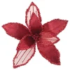 POINSETTIA HEAD BURGUNDY 9″ VELVET SHEER W/ CLIP