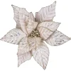 POINSETTIA HEAD CHAMP 12″ VELVET W/ SILVER FOIL & CLIP