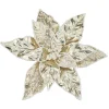 POINSETTIA HEAD CHAMPAGNE 11″ METALLIC W/ CLIP