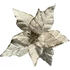 POINSETTIA HEAD CHAMPAGNE/ CREAM 7.5″ W/ GLITTER EDGE & CLIP