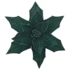 POINSETTIA HEAD GREEN EMERALD 12.5″ VELVET W/ 20″ STEM