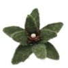 POINSETTIA HEAD GREEN MOSS 6″ FELT FROSTED LOOK W/ CLIP