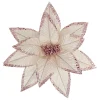 POINSETTIA HEAD PINK 12″ METALLIC/ GLITTER W/ CLIP