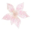 POINSETTIA HEAD PINK IRR. 12″ W/ IRIDESCENT GLITTER & CLIP