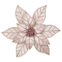 POINSETTIA HEAD PINK ROSE 11.5″ VELVET W/ CLIP