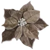 POINSETTIA HEAD PLATINUM /WHITE 9″ SNOW EDGE CARDED W/ CLIP