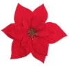 POINSETTIA HEAD RED 9″ VELVET WITH CLIP