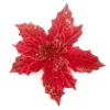 POINSETTIA HEAD RED 5″ VELVET W/ SEQUIN & CLIP