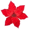 POINSETTIA HEAD RED 9.5″ VELVET W/ CLIP