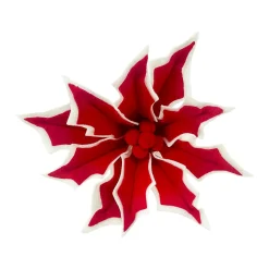 POINSETTIA HEAD RED / WHITE 7.5″ LAYERED FELT W/ CLIP