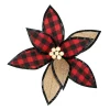 POINSETTIA HEAD RED /BLACK NAT. 12″ PLAID/ BURLAP W/CLIP