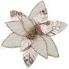 POINSETTIA HEAD ROSE GOLD 12″ LEATHER/ METALLIC W/ CLIP