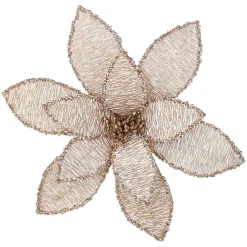 POINSETTIA HEAD ROSE GOLD 12″ METALLIC W/ CLIP