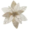 POINSETTIA HEAD ROSE GOLD 12″ GLITTER METALLIC W/ CLIP