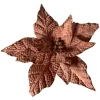 POINSETTIA HEAD ROSE GOLD 7.5″ VELVET W/ GLITTER EDGE & CLIP