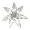POINSETTIA HEAD SILVER 12″ METALLIC W/GLTR. & CLIP