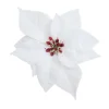 POINSETTIA HEAD WHITE 6.5″ VELVET W/CLIP