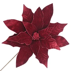 POINSETTIA STEM BURGUNDY 18″ HEAD VELVET W/ 24″ STEM