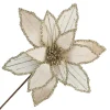 POINSETTIA STEM CHAMPAGNE 12″ HEAD VELVET SHEER W/ 20″ STEM