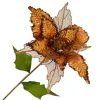 POINSETTIA STEM COPPER 11″ HEAD METALLIC W/GLITTER TRIM