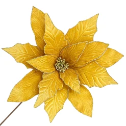 POINSETTIA STEM GOLD 18″ HEAD VELVET W/ 24″ STEM
