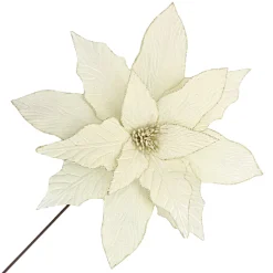 POINSETTIA STEM IVORY 18″ HEAD VELVET W/ 20″ STEM