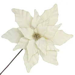 POINSETTIA STEM IVORY 17″ VELVET HEAD W/ 24″ STEM