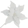 POINSETTIA STEM WHITE 17″ VELVET HEAD W/ 24″ STEM