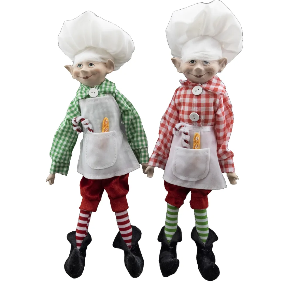 POSABLE ELF 14″ BOY RED/ GREE BAKER OUTFIT 2 ASST.