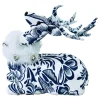 REINDEER BLUE/ WHITE SITTING 18″ FABRIC W/ FUR SCARF