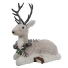 REINDEER GRAY SITTING 12″X14″ FABRIC/GRASS W/ FROSTED WREATH