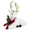 REINDEER LYING 10.5″ WHT FUR W/ CLR SEQUINS & GLD HORNS