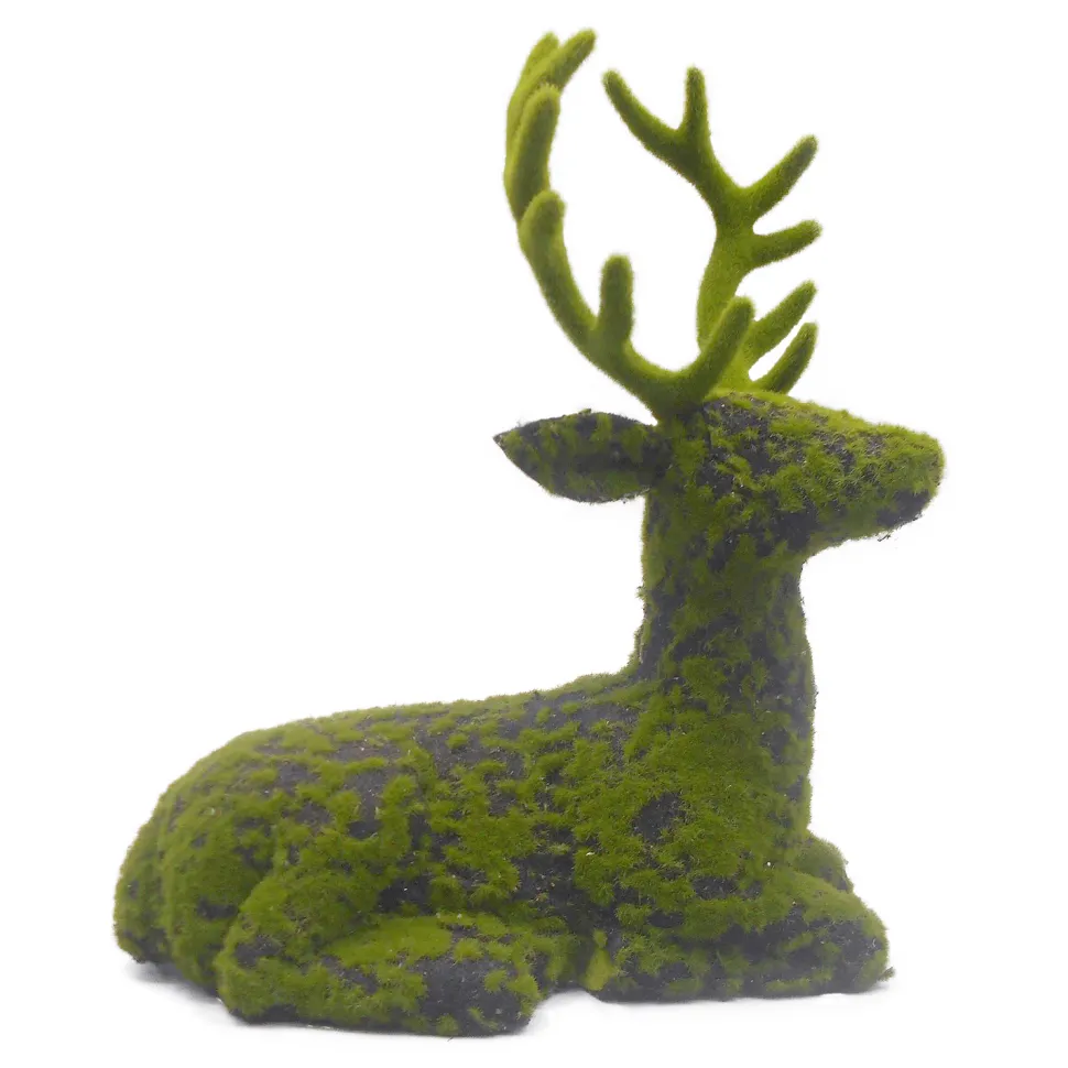 REINDEER SITTING 12.5″x14″ MOSS GREEN