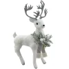 REINDEER STANDING FAUX GRASS WHITE 15″x19.5″ W/ SCARF, FROSTED PINE & BERRIES