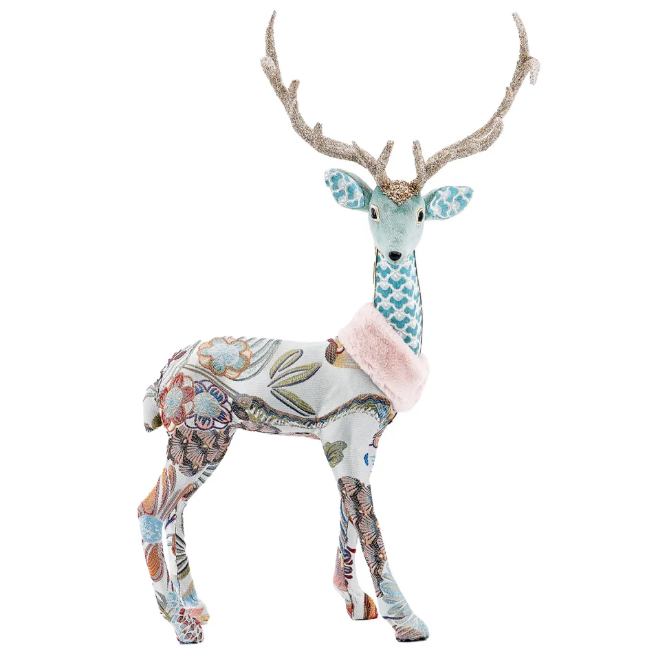 REINDEER STANDING WITH INTRICATE PATTERN BLUE 22.5″