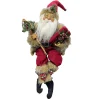 SANTA SITTING 22″ HOLDING GIFFT & STAFF RED