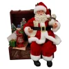 SANTA SITTING 8″ W/ TREASURE CHEST 8RED/GREEN/GOLD