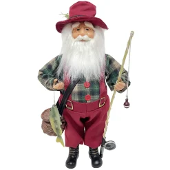 SANTA STANDING 16″ FISHING RED/GREEN