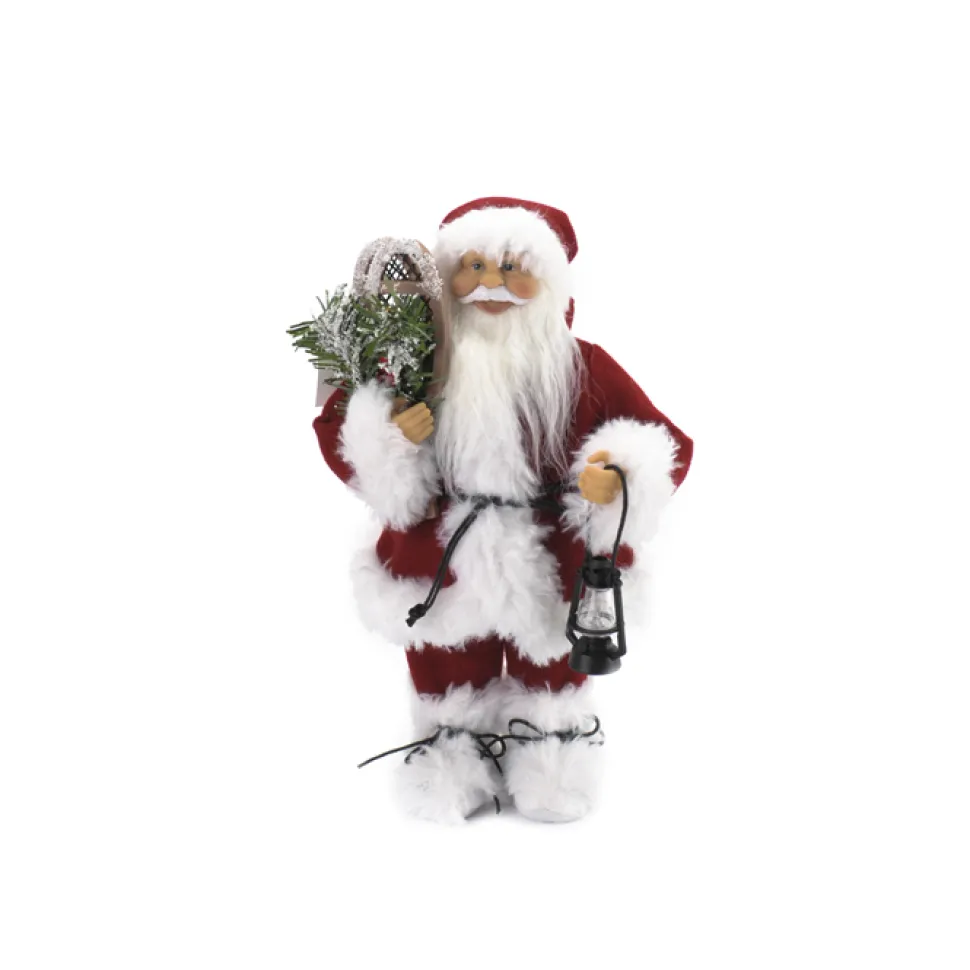 SANTA STANDING 12″ RED TRADITIONAL DLX W/ FUR TRIM