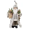 SANTA STANDING 24″ W/ SNOW SHOES & GIFT SACK GRAY/IVORY