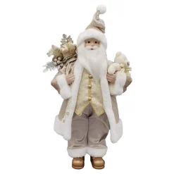 SANTA STANDING 18″ W/ TEADY BEAR IVORY/GOLD