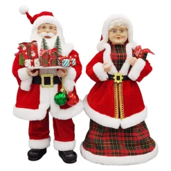 SANTA STANDING 18″MR. & MRS. RED/GREEN/GOLD 2 ASSTD.