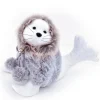 SEAL WHITE 7″ W/ GRAY FUR COAT & POMPOMS