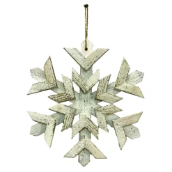 SNOWFLAKE WOODEN 14″ WHITE/NATURAL