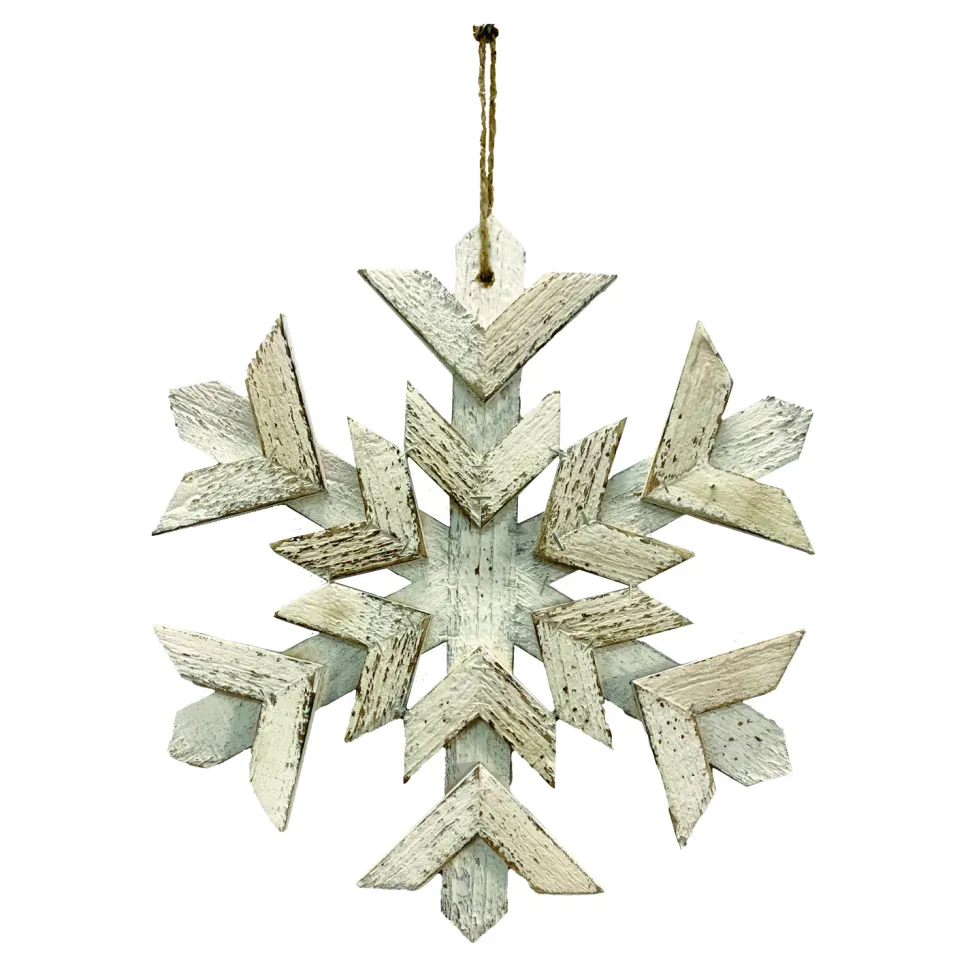SNOWFLAKE WOODEN 14″ WHITE/NATURAL